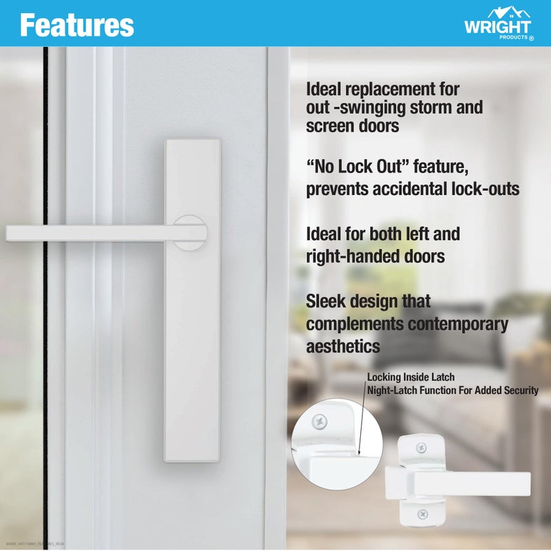 Wright Products - Bayfield Surface Lever Mount Latch for Screen and Storm Doors, Black (Modern, White) - Image 5